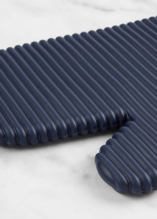 KITCHENAID Ribbed Soft Silicone Oven Mitt 2-Pack Set, 7.5"x13", Ink Blue