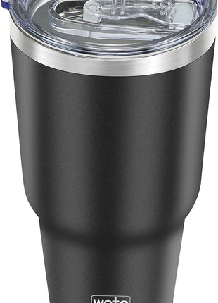 WETOWETO 30oz Tumbler, Stainless Steel Vacuum Insulated Water Coffee Tumbler Cup, Double Wall Powder Coated Spill-Proof Travel Mug Thermal Cup for Home Outdoor (Black, 1 Pack)
