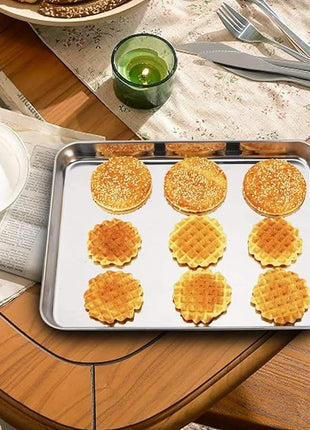 Wildone Baking Sheet with Rack Set [2 Sheets + 2 Racks], Stainless Steel Cookie Pan baking Tray with Cooling Rack, Size 10 x 8 x 1 Inch, Non Toxic & Heavy Duty & Easy Clean