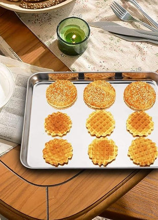 Wildone Baking Sheet with Silicone Mat Set, Set of 4 (2 Sheets + 2 Mats), Wildone Stainless Steel Cookie Sheet Baking Pan with Silicone Mat, Size 12 x 10 x 1 inch, Non Toxic & Heavy Duty & Easy Clean