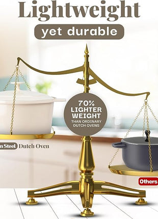 Gotham Steel 5 Qt Dutch Oven Pot with Lid, Nonstick Ceramic Dutch Oven Stock Pot, 10 in 1 Cooking Pots & Dutch Ovens for Bread Baking, Lightweight Oven & Dishwasher Safe – Cream