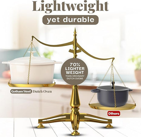 Gotham Steel 5 Qt Dutch Oven Pot with Lid, Nonstick Ceramic Dutch Oven Stock Pot, 10 in 1 Cooking Pots & Dutch Ovens for Bread Baking, Lightweight Oven & Dishwasher Safe – Cream