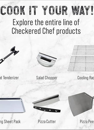 Checkered Chef Baking Sheets for Oven - Quarter Sheet Pan with Stainless Steel Wire Rack Set 2 Pack - Easy Clean Cookie Sheets, Aluminum Bakeware