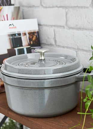 Staub Cast Iron Round Dutch Oven, Made in France, Graphite Grey, 4-qt, Serves 4-6 people
