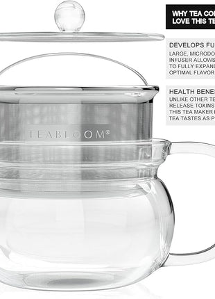 Teabloom Kyoto 2-in-1 Tea Kettle and Tea Maker – Glass Teapot with Removable Loose Tea Filter – Tea Connoisseur's Choice