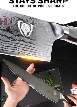 Dalstrong Chef Knife - 12 inch Long Blade - Shogun Series ELITE - Damascus - Japanese AUS-10V Super Steel Kitchen Knife - Black G10 Handle Cooking Knife - Razor Sharp Chef's Knife - w/Sheath