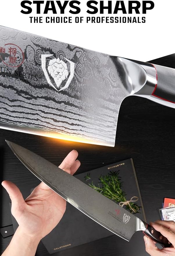 Dalstrong Chef Knife - 12 inch Long Blade - Shogun Series ELITE - Damascus - Japanese AUS-10V Super Steel Kitchen Knife - Black G10 Handle Cooking Knife - Razor Sharp Chef's Knife - w/Sheath