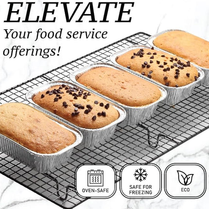 Spare Essentials (55 Pack) 1LB Mini Foil Loaf Pans - 1 Pound Disposable Aluminum Baking Pans for Individual Bread, Cake, Meatloaf - Small Loaf Pans with Liners, Small Bread Tins 6 x 3.5 x 2