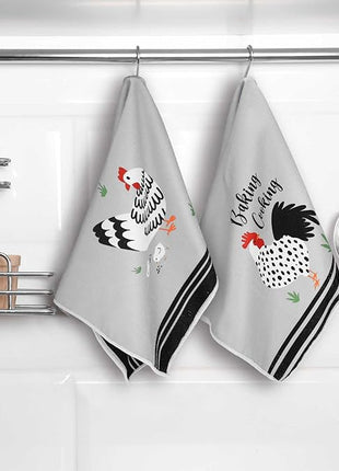 Boyiee Set of 6 Farm Chickens Kitchen Towels Farmhouse Absorbent Dish Tea Towels Rustic Country Rooster 24 x 16 Inches Gifts Chickens Hand Washcloth Gifts for Kitchen Bathroom Decorations