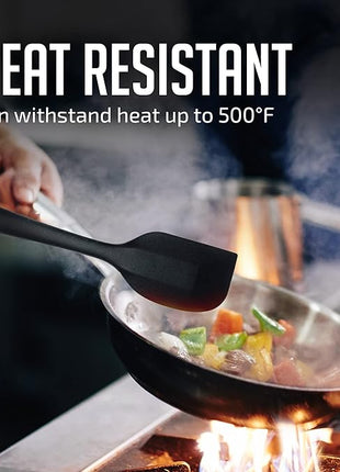 OVENTE Silicone Spatula Set of 5, Food Grade Rubber Spatula with High Heat Resistant, BPA-Free and Dishwasher Safe, Nonstick Kitchen Utensils for Baking, Cooking and Mixing, Black SP12305B