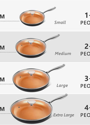 MICHELANGELO 12 Inch Frying Pan with Lid, Nonstick Copper Frying Pan, Non Stick Ceramic Skillet with Lid, Large Copper Pan Non-Stick, Induction Compatible