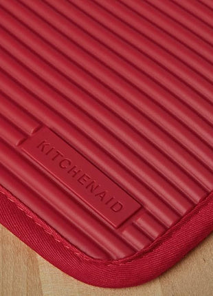 KitchenAid Ribbed Soft Silicone Pot Holder 2-Pack Set, Passion Red, 7"x9"