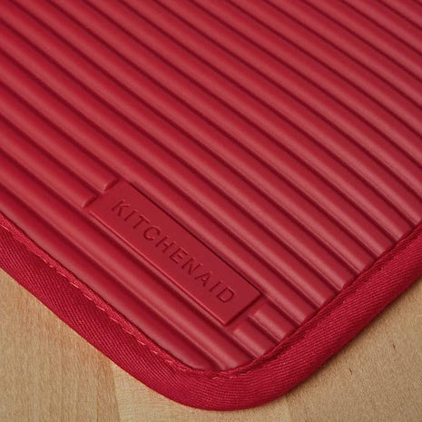 KitchenAid Ribbed Soft Silicone Pot Holder 2-Pack Set, Passion Red, 7"x9"