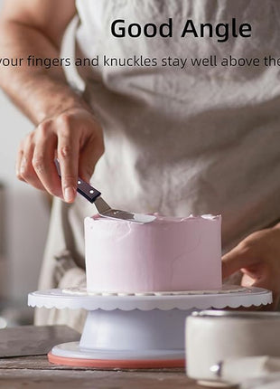 Cake Decorating Angled Icing Spatula Set of 6 8 & 10 Inch Wooden Handle Stainless Steel Offset Frosting Spatulas