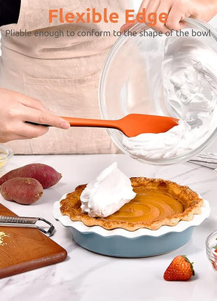 Heat Resistant Silicone Spatula Set: U-Taste 600ºF High Temp Seamless Food Grade Utensil, Flexible Rubber Silicon Kitchen Cooking Mixing Baking Scraper for Nonstick Cookware Set of 4 (Orange)