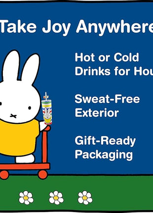 Dragon Glassware | Miffy 24 oz Vacuum Insulated Tumbler with Lid and Straw - Tumbler Cup with 2 Straws - Stainless Steel Tumbler with Straw Topper for Water, Iced Tea - Stripes