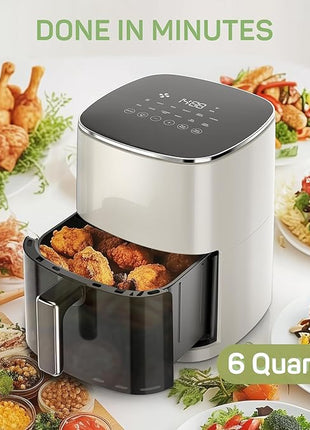 Air Fryer, 6-Quart with Viewing Window, 12-in-1 Functions - Air Fry, Roast, Reheat, Dehydrate, Bake, Steam, and More, 400°F Max Temperature