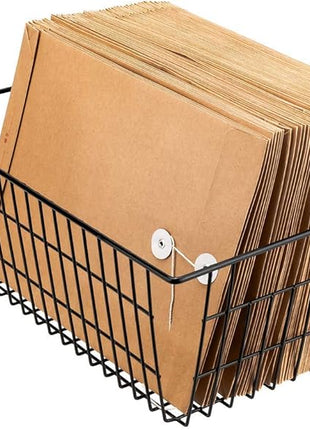 SANNO Freezer Baskets Wire Storage Baskets Closet Baskets Bin Farmhouse Organizer Storage Bins Large Organizer Bins for Home, Office, Bathroom, Pantry Organization Storage -Black Set of 2, 15.7"