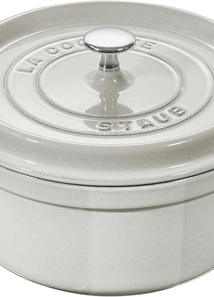 Staub Cast Iron 4-qt Round Cocotte - White Truffle, Made in France