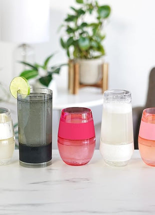 Host Wine Freeze Cup Set of 2 - Plastic Double Wall Insulated Wine Cooling Freezable Drink Glasses with Freezing Gel, Wine Glass Gift for Red and White Wine, 8.5 oz Marble