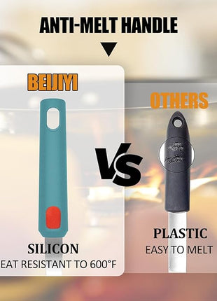 Beijiyi Silicone Spatula Turner Set of 3, 600°F Heat Resistant Nonstick Turner Spatulas for Kitchen Use, Large Flexible Silicone Cooking Utensils Rubber Spatula Set for Egg, Pancake, Fish (Blue)