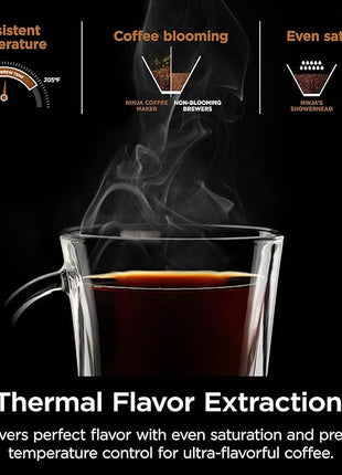 Ninja Hot & Iced XL Coffee Maker with Rapid Cold Brew, 4 Brew Styles, 8 Sizes Small Cup to Travel Mug, Single-Serve Coffee Brewer, 12-Cup Carafe, Permanent Filter, Removable Reservoir, Black, CM371