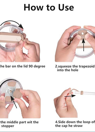 Silicone Spill Stopper Set Compatible with Stanley Cup 2.0 30oz & 40oz with Straw Cover (Set of 2, Almond Rose)
