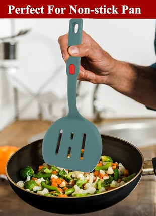 Food Grade Silicone Spatula,Round Slotted Pancake Spatulas for Nonstick Cookware Omelette Egg Spatula Turner 600°F Heat-Resistant