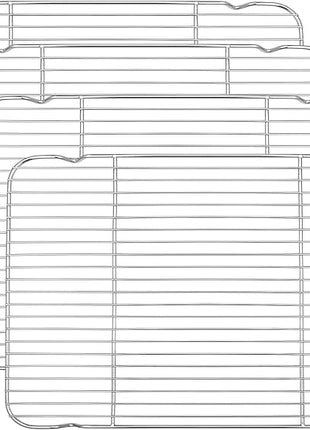 P&P CHEF Baking Cooling Rack Set for Cooking Roasting, 4-Piece Stainless Steel Wire Racks for Oven Use, Healthy & Dishwasher Safe, Rectangle, 16.6 Inch