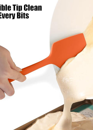 3-Piece Silicone Spatula Scrapers: Doosu 600°F Heat Resistant Food Grade Kitchen BPA Free Rubber Baking Cooking Tool Nonstick Utensil Set for Mixing, Scraping, Folding, Stirring, Serving (Multi-5)