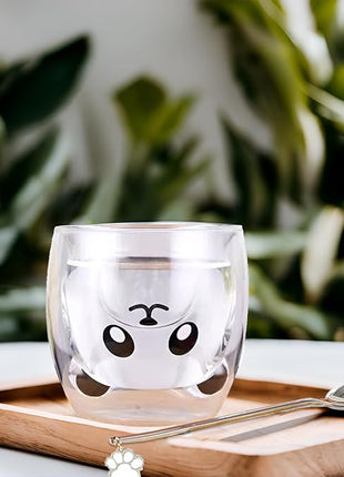 Panda Mug Cute Mugs Glass Double Wall Insulated Glass Espresso Cup, Kawaii Mug, Coffee Cup, Tea Cup, Milk Cup, Birthday Christmas Gifts(Panda)