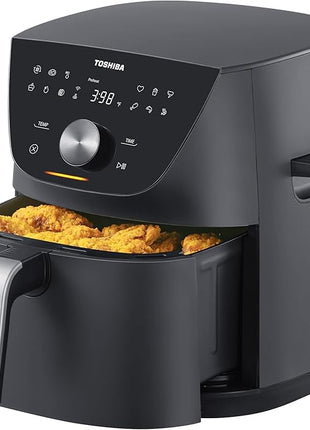 Toshiba 7.7QT Air Fryer, Family-Size for Quick and Easy Meals, 12 Preset Menus and Menu-IQ Function, 1°F Precision, 90% less fat, Double-sided Handles Easy Carrying
