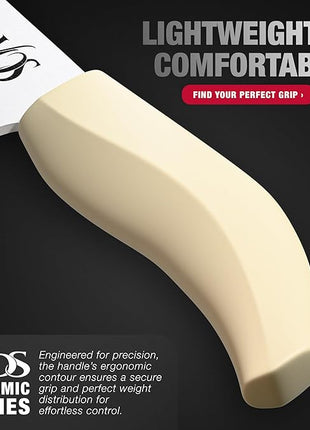 Vos Ceramic Knife Set in Elegant Gift Box, Ceramic Knives Set For Kitchen, Ultra Sharp Kitchen Knife Set & Covers, 3" 4" 5" 6" Paring, Santoku, utlity & Chef Knife, Scissors included (Off-White)