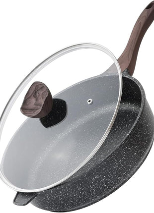 Kordisen Nonstick Deep Frying Pan with Lid, 12 Inch Large Skillet, 5 Qt Non Stick Saute Pan for Cooking, Healthy Induction Cookware, PFOA Free