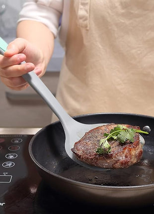 To encounter 5 Pieces Silicone Spatula Set, Non-Stick Silicone Turner Spatulas, Heat Resistance Cooking Utensils, Flip Turner for Fish, Egg, Pancake,Dishwasher Safe, Light Grey