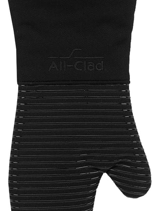 All Clad Silicone Oven Mitt: Heat Resistant up to 500 Degrees - 100% Cotton & Silicone, 14"x7" Oven Mitt for Kitchen and Barbeque, 1-Pack, Black