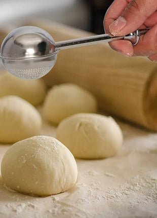 HULISEN Set of 2 Flour Duster for Baking, Powdered Sugar Shaker Duster, 18/8 Stainless Steel Pick Up and Dust Flour Sifter with Spring-operated Handle for Easy One-handed Operation