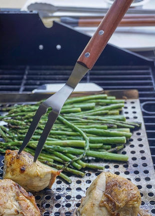 RSVP International Endurance (BQ-FRK) BBQ Grill Fork, 17.25" | Long Handle Keeps Hands Safe from Fire | Made from Stainless Steel & Rosewood