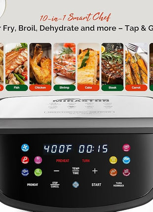 8.5QT Air Fryer, View Window, Multifunctional Large Family Size Capacity for 4-8 People, Stainless Steel Square Basket, 10-in-1 Smart Digital Presets for Air frying, Bake, Roast, Reheat