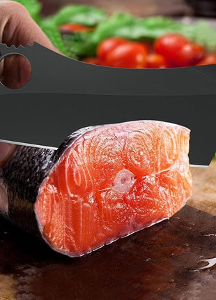 Dream Reach Meat Cleaver, 6.9 inch Black Boning Knife, High Carbon Steel Sharp Kitchen Forged In Fire Knife with Sheath Gift Box Bottle Opener for Outdoor Camping, Christmas Gifts for Men Women