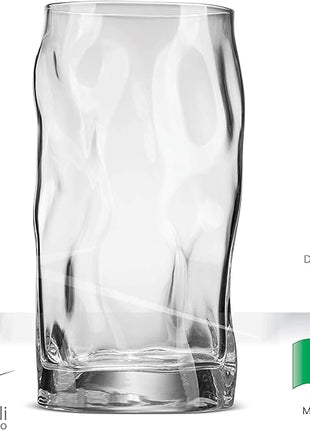 Bormioli Rocco Set Of 4 Sorgente Glasses, Crystal-clear Cocktail Glasses Barware, For Bourbon, Scotch, Water, Juice, Drinking Glasses Set, Made In Italy. (Highball)