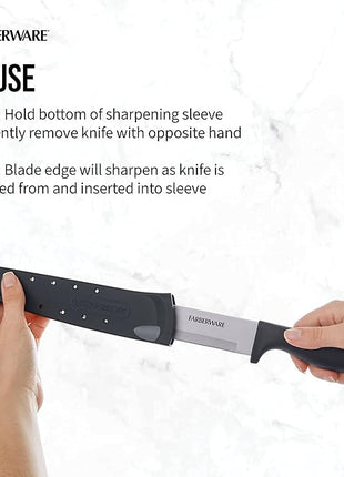Farberware Edgekeeper 8-Inch Slicing Knife with Self-Sharpening Blade Cover, High Carbon-Stainless Steel Kitchen Knife with Ergonomic Handle, Razor-Sharp Knife, Black