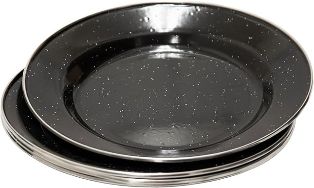 Stansport Deluxe 24-Piece Enamel Tableware Set - Enamel Plates and Bowls Lightweight and Durable Camp Dish Set for Camping and Backpacking Plates and Bowls for 4 People