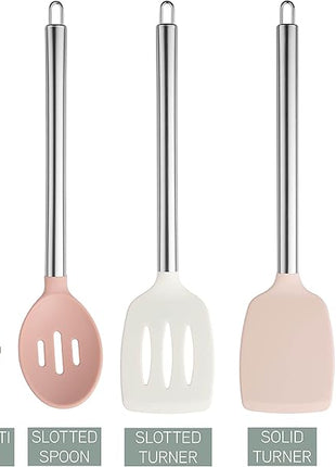 COOK WITH COLOR Silicone Cooking Utensils, Kitchen Utensil Set, Easy to Clean Silicone Kitchen Utensils, Cooking Utensils for Nonstick Cookware, Kitchen Gadgets Set, 5 Pieces, Mint