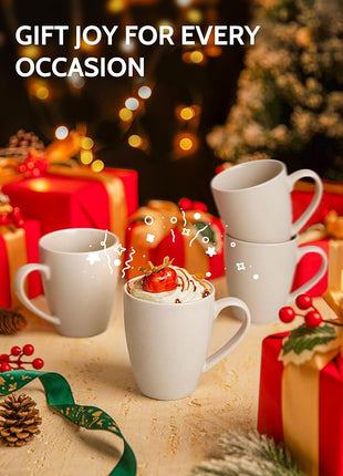 Sweese Porcelain Coffee Mugs - 16 Ounce (Top to the Rim) for Coffee, Tea, Cocoa, Set of 4, Dove Grey