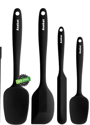 Anaeat Heat Resistant Silicone Spatula Set of 8 - Seamless One-Pieces Design, Non-Stick Rubber Spatulas & Mini Kitchen Scraper Flexible for Non-stick Cookware - Easy Baking, Cooking, Scraping & Mixing