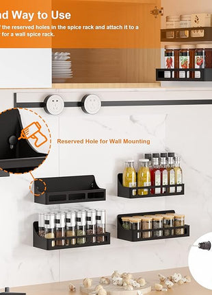 Jewem Magnetic Rack for Dry Erase Board, Magnetic Spice Rack for Refrigerator, 5 Pack Magnetic Shelf for Spice Jars, Spice Organization for Cabinet, Heavy Duty Seasoning Rack for Kitchen Organization
