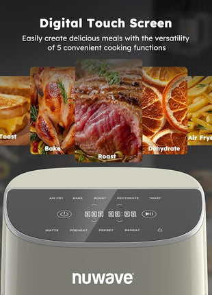Nuwave Brio Plus 8 Qt Air Fryer, PFAS Free, New & Improved, Digital Touch Screen, Cool White Display, 50°F~400°F in Precise 5°, 5 Cook Functions, 100 Presets & 50 Memory, 3 Wattages 700, 1500, 1800