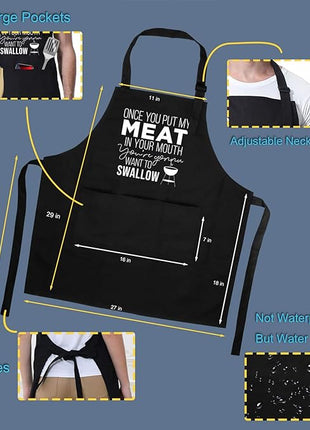 Miracu Funny Cooking Aprons for Men Husband - Christmas, Birthday Funny Male Gifts for Mens Best Friend, Gifts for Male Friends Guy Boyfriend Chef Him - Grilling Grill BBQ Apron for Men w/Pockets