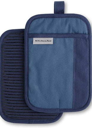 KitchenAid Beacon Two-Tone Non-Slip Pot Holder Set, Navy/Ink, 7"x10", 2 Piece